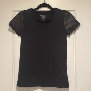 Majestic Filatures leather sleeve shirt